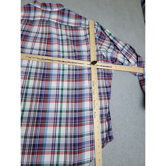 Ralph Lauren Shirt Mens 3XLB Big Button Blue Red Plaid Classic Preppy Dad Cotton - Picture 9 of 11